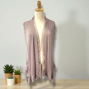 LOGO by Lori Goldstein Sleeveless Drape Front Cardigan Vest – Size Small